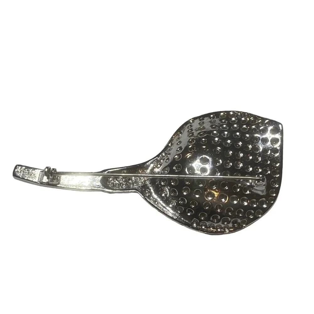 VINTAGE‎ 1950s Silver Blue Crystal Lily Brooch Mid-Century Glam Sparkle